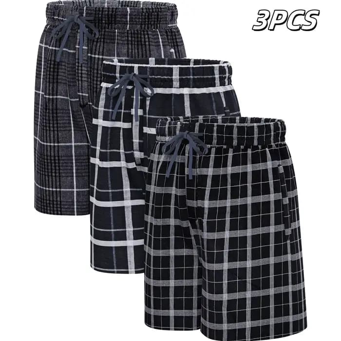 Lot de 3 shorts de pyjama pour homme en coton tissé