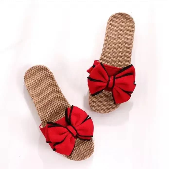 Mntrerm 2024 nouvelles espadrilles décontractées pour la maison pantoufles été nœud-noeud doux sol f