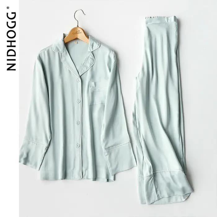 Pyjama Élégant en Viscose à Manches sulfpour Femme