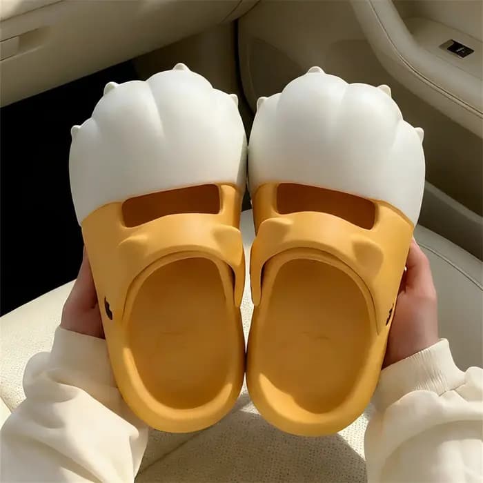 Chaussons d'intérieur et sandales d'été pour femme, motif patte de chat, style nuage, antidérapants,