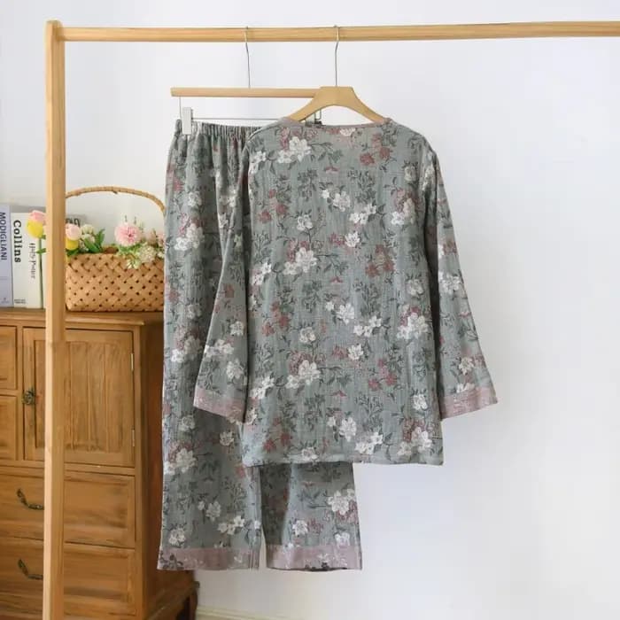 FjHome-Pyjama à manches longues pour hommes et femmes d'âge moyen