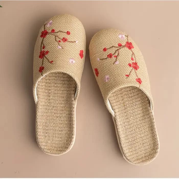 Chaussons d'intérieur en lin de style chinois pour femmes et hommes