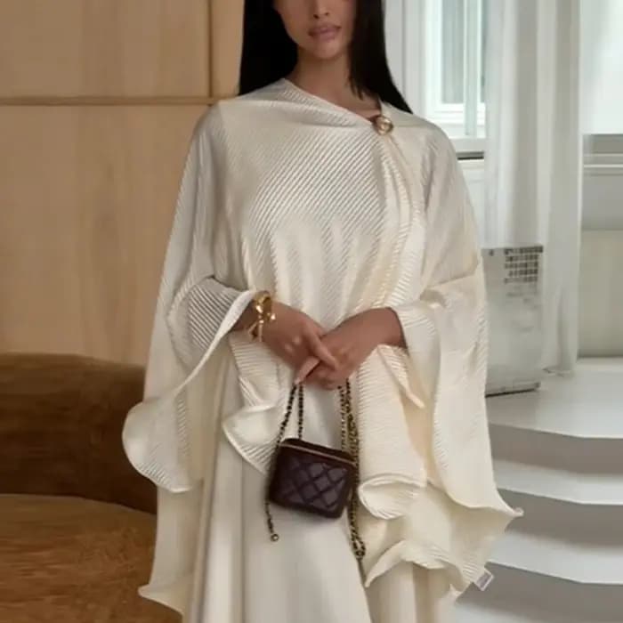 Ensemble Robe et Châle Élégant et Rétro pour Femme
