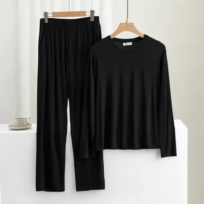 Ensemble pyjama deux pièces en coton pour homme, manches longues, pantalon large, décontracté, léger