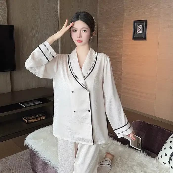 Mode femmes pyjamas ensemble haut de gamme revers chemise pantalon costume décontracté automne hiver maison vêtements