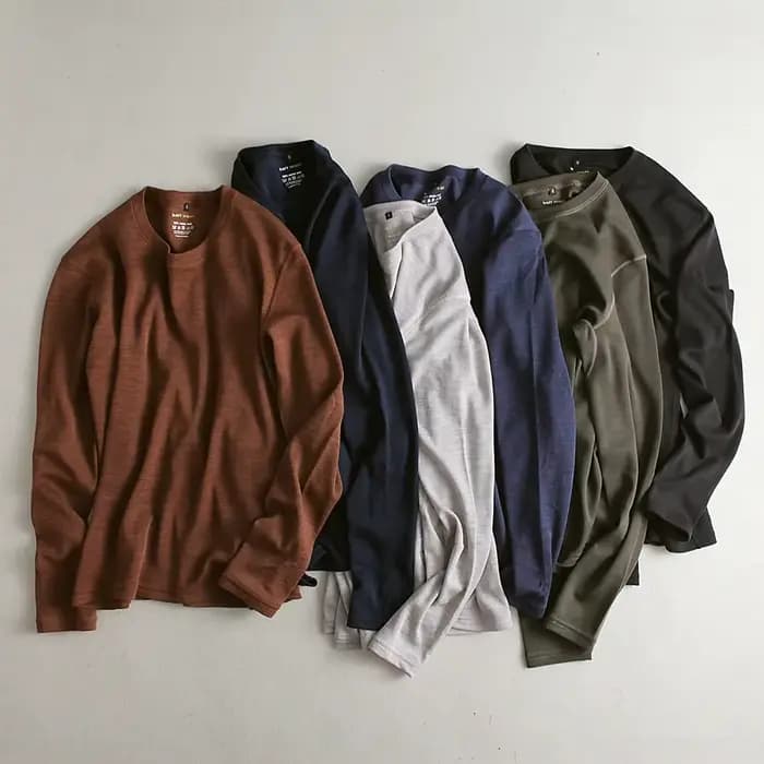 T-shirt thermique à manches longues pour homme 100% laine mérinos