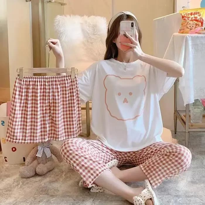 Pyjama trois pièces à manches courtes pour femmes