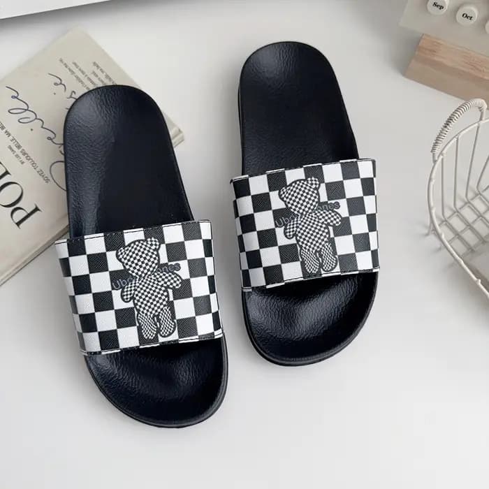 Pantoufles décontractées à la mode pour femmes avec motif d'ours - Chaussures d'intérieur et d'extérieur légères