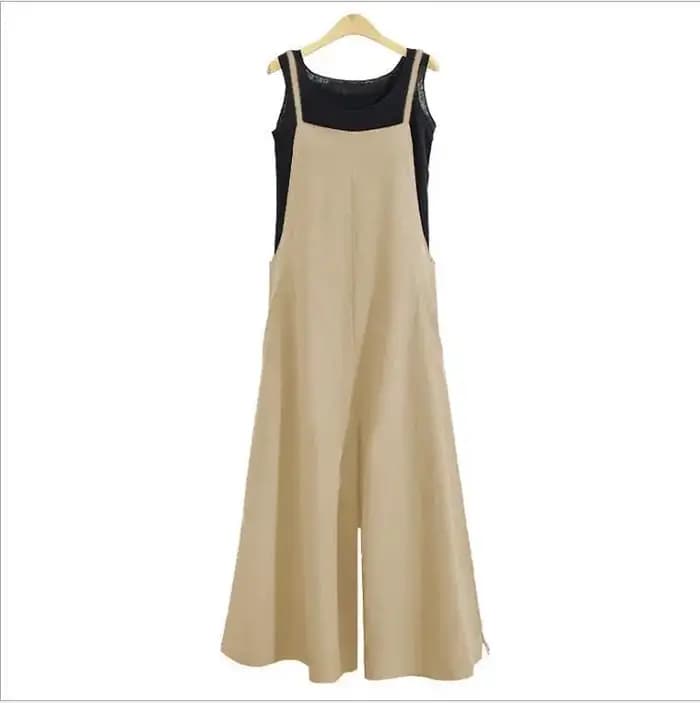 Combinaison à bretelles pour femmes, couleur unie, pantalon à jambes larges, salopette à bretelles, décontractée, ample, sans manches, en coton et lin, 5Xl, été
