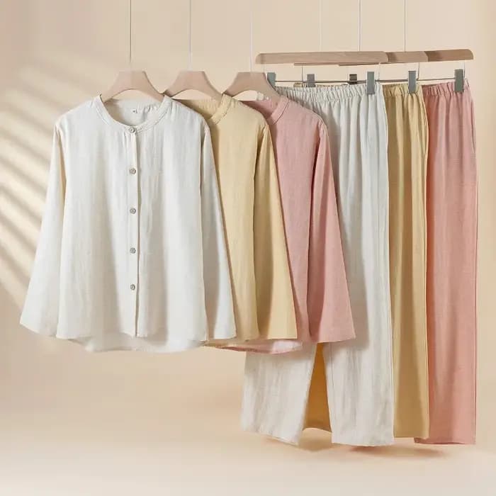 Pyjama Simple en coton et lin Lyocell pour femme