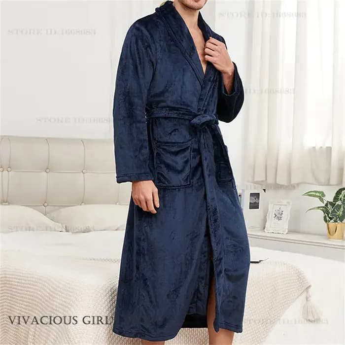 Flanne hommes Robe longue à capuche Kimono peignoir Robe Homewear automne hiver épaissir chaud vêtements de nuit déshabillé ample décontracté vêtements de nuit