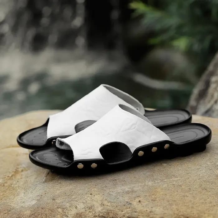 Pantoufles en cuir véritable pour hommes