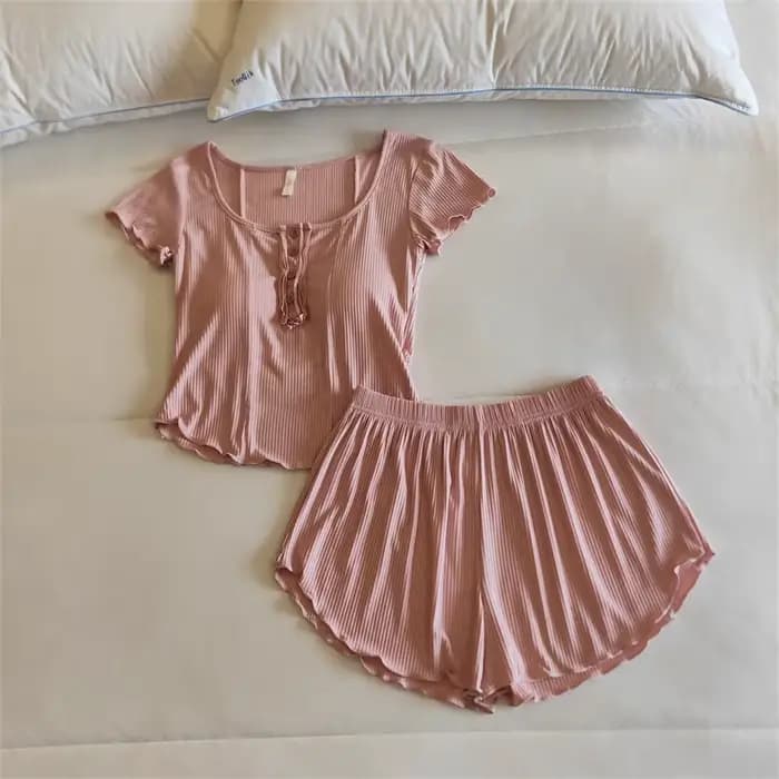 Ensemble pyjama Femme Modal manches courtes Short costume vêtements de maison