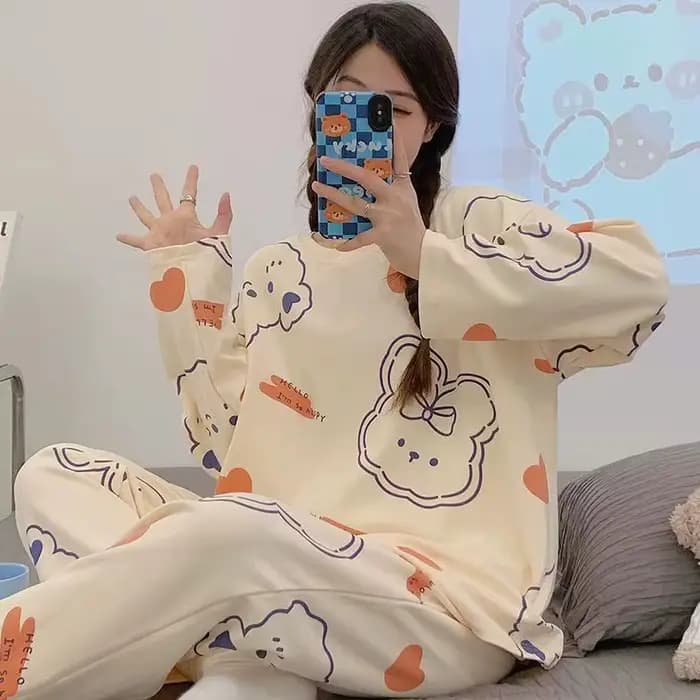 2025 nouveaux pyjamas de printemps et d'automne modèles pour femmes à manches longues grands chantiers Section mince