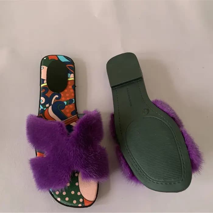 Chaussons moelleux en vraie fourrure de vison pour femme