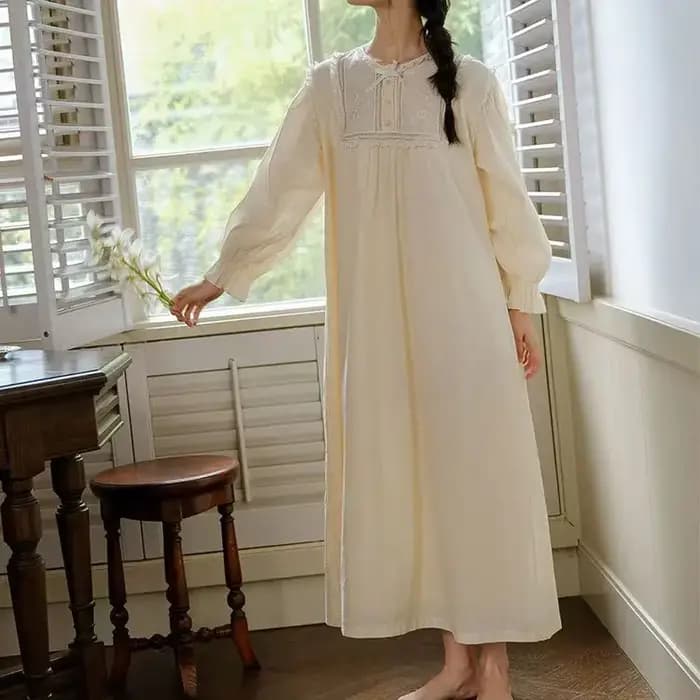Femmes vêtements de nuit victoriens pur coton Vintage chemises