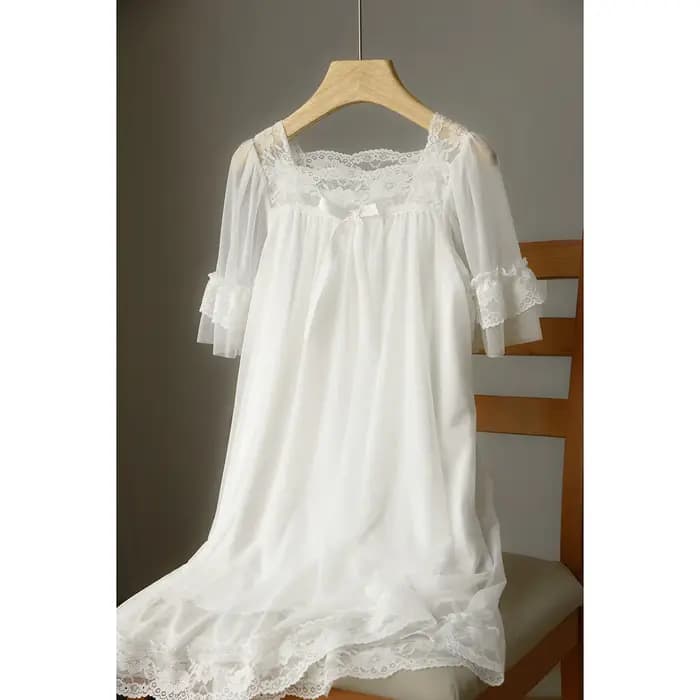 Robe de nuit princesse en dentelle de coton pour bébés filles, pyjama d'été pour tout-petits et adol