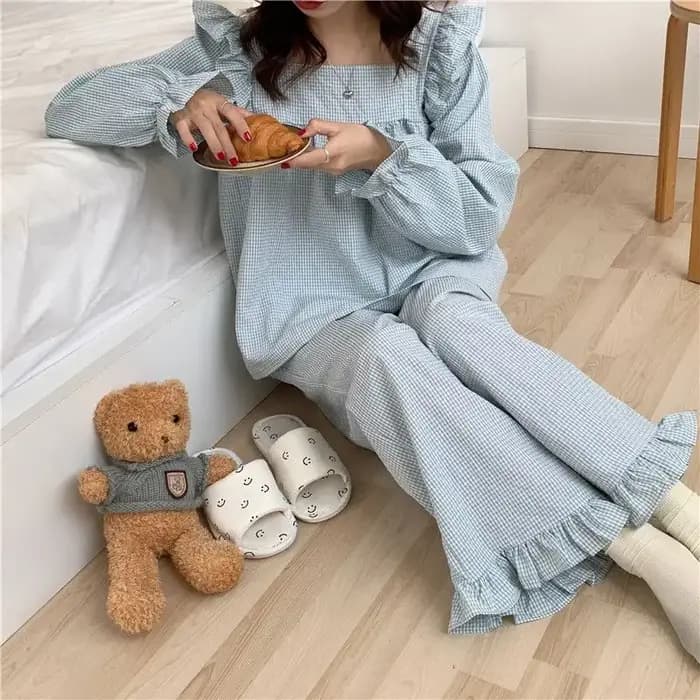 Ensembles de pyjama à carreaux Harajuku pour femmes