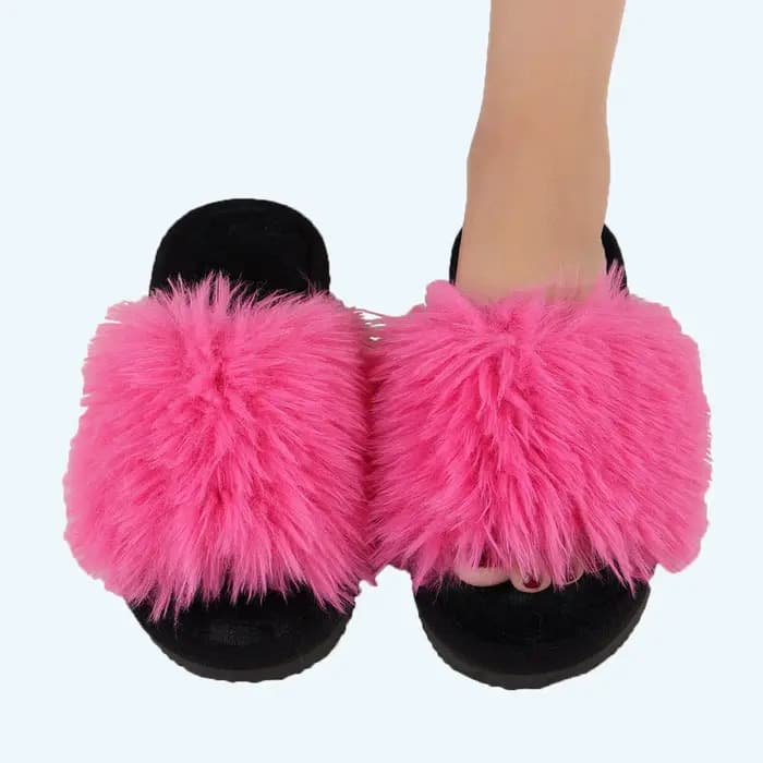 Pantoufles en fausse fourrure en peluche pour femmes