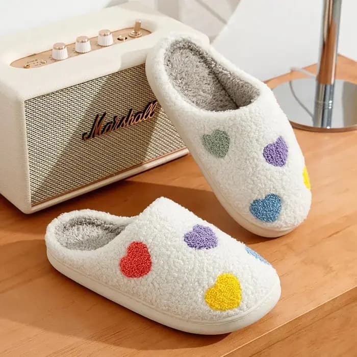 Pantoufles multicolores au Design petit cœur pour femmes