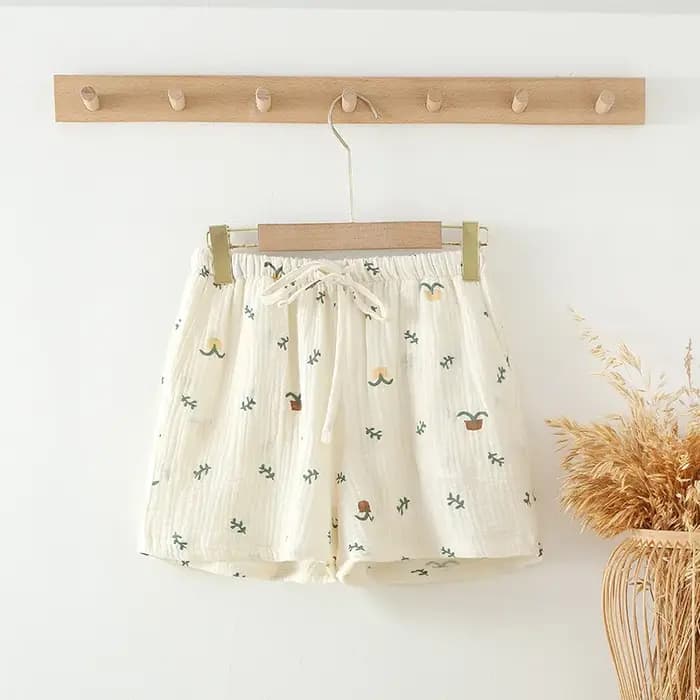 Pyjama en coton pour femmes, Short d'été, pantalon court climatisé, vêtements de maison, imprimé à la mode, coupe ample