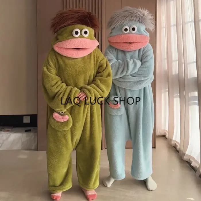 Pyjama Combinaison Monstre à Grande Bouche en Polaire Corail Épaisse pour Adultes