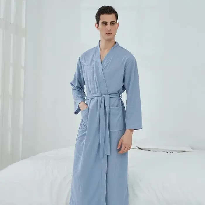 Peignoir pour hommes femme longue absorbante Terry Robe de bain Kimono hommes serviette peignoir solide vêtements de nuit femmes Robe de chambre