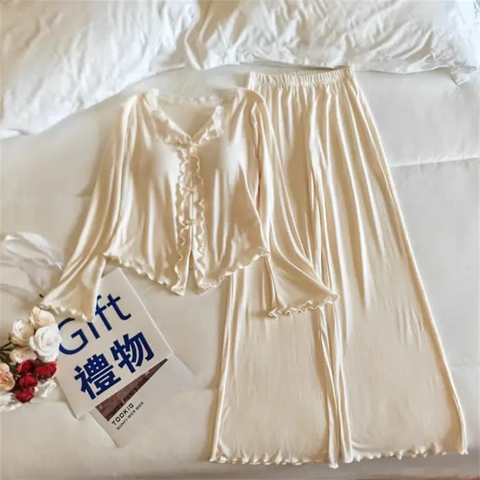 Pijama Feminina nouveau Modal coussin de poitrine ensemble 2 pièces Femme à manches longues pyjama e
