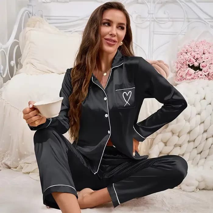 2026 nouvelles femmes pyjama ensemble broderie à manches longues hauts avec pantalon 2 pièces