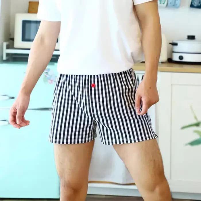 Boxer à carreaux en coton pour hommes