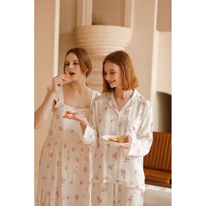 Ensemble pyjama à fleurs élégant de Style français pour femmes