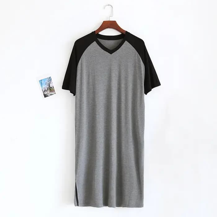 Chemise de nuit mi-longue à col en V pour hommes