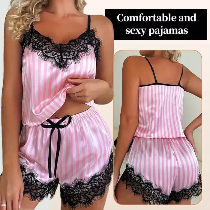 Ensemble de pyjama sexy à col en V pour femme