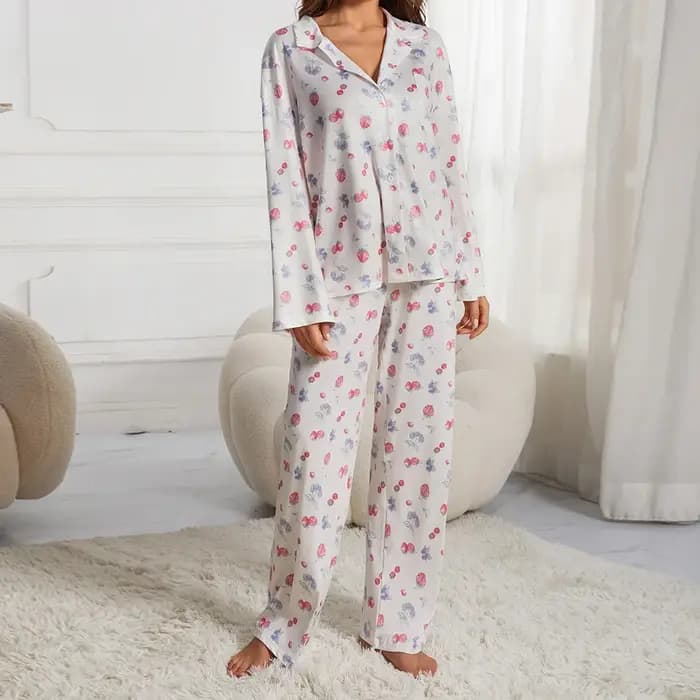 Ensemble pyjama décontracté imprimé floral pour femmes