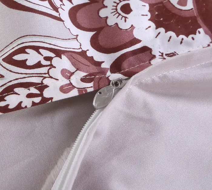 Ensemble de housse de couette 3 pièces 600TC 100% coton égyptien, Vintage rouge foncé Boho damassé F