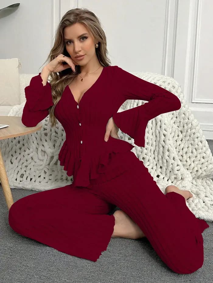 Chaud hiver vêtements de nuit Pyjamas Ensembles Pyjama Femme Ensemble pantalon
