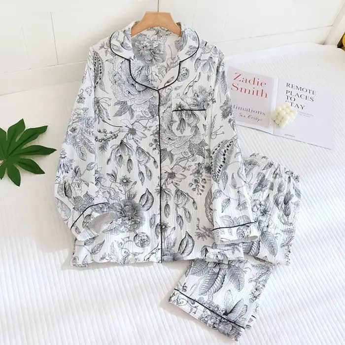 Pyjama deux pièces en crêpe 100% coton pour femmes