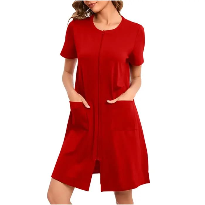 Chemise de nuit zippée sur le devant pour femmes