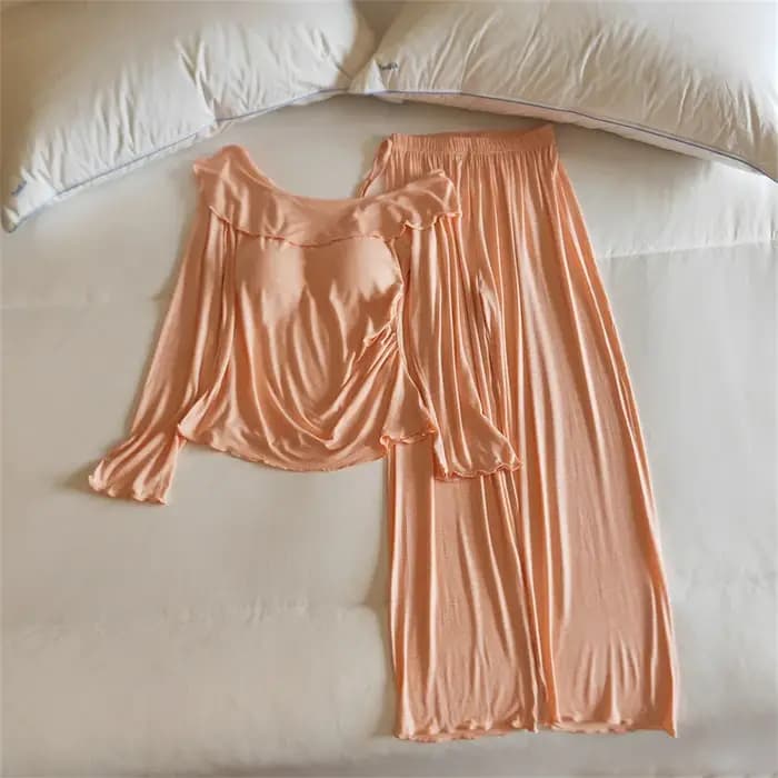Ensemble pyjama femme Modal confort vêtements de nuit à manches longues dames tenue