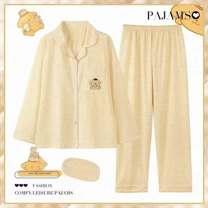 Pyjamas populaires Pompom Purin pour femmes, ensemble de vêtements d'intérieur mignon à manches longues pour le printemps et l'automne, style Ins, pouvant être porté à l'extérieur, pour étudiantes, no