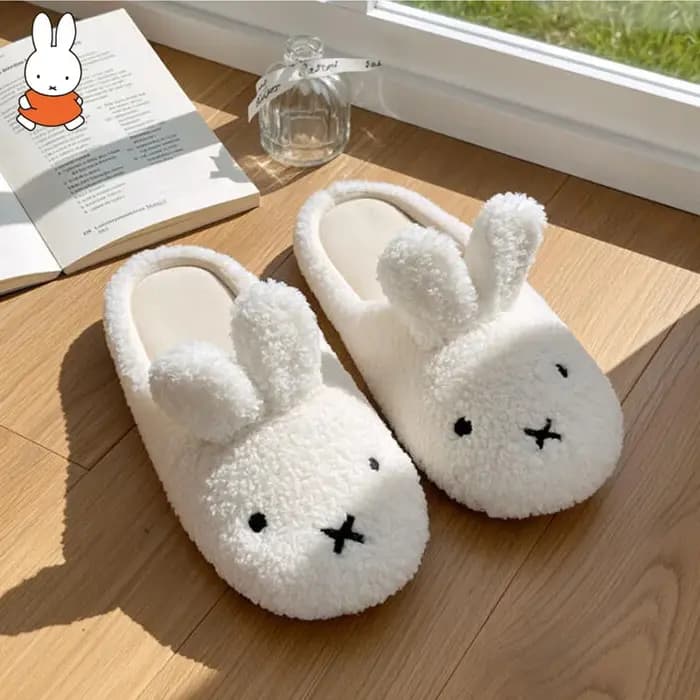 Dessin animé Miffy coton pantoufles Ins coréen maison chaud en peluche fond épais fourrure