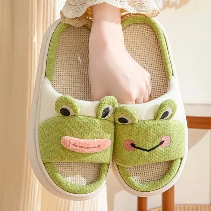 Frog Platform Chaussons d'intérieur plats pour femmes et filles
