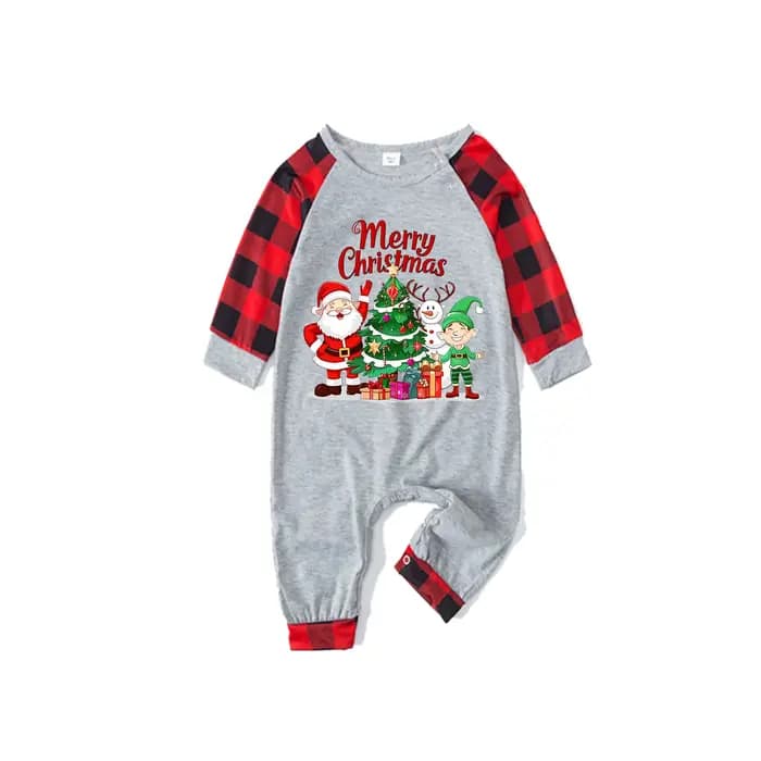 Ensemble pyjama assorti pour famille, imprimé joyeux noël, manches longues, col rond, costume 2 pièces, vêtements de nuit, cadeau de noël, Look de vacances