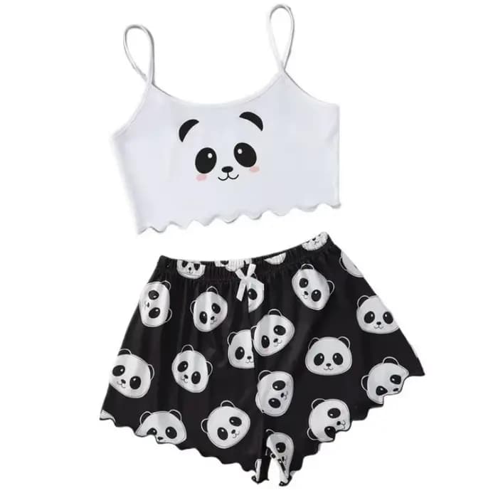 Mignon vache imprimé haut sans manches et short vêtements de nuit pour femmes 2 pièces pyjamas ensemble décontracté