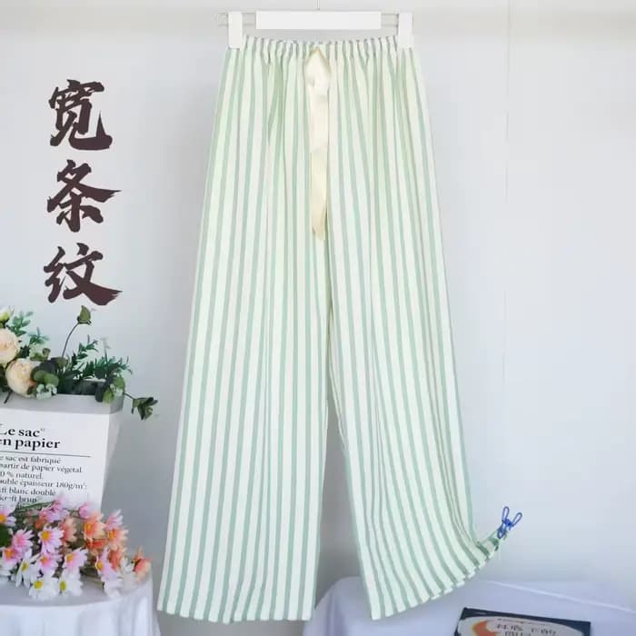 Mode rayé pyjama pantalon pour femmes doux ceinture printemps vêtements de nuit pour enfants