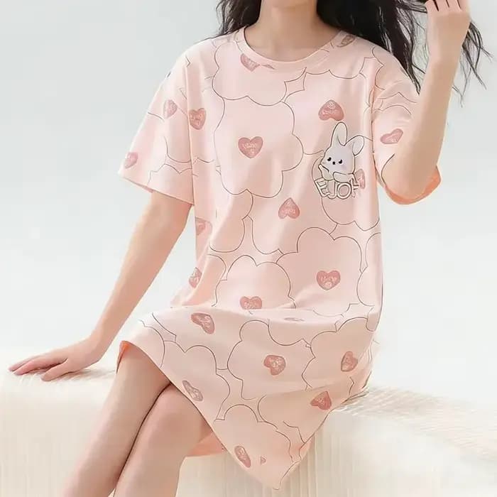 T-shirt imprimé sexy et mignon pour femme, chemise de nuit, vêtements de maison, tenue décontractée ample grande taille