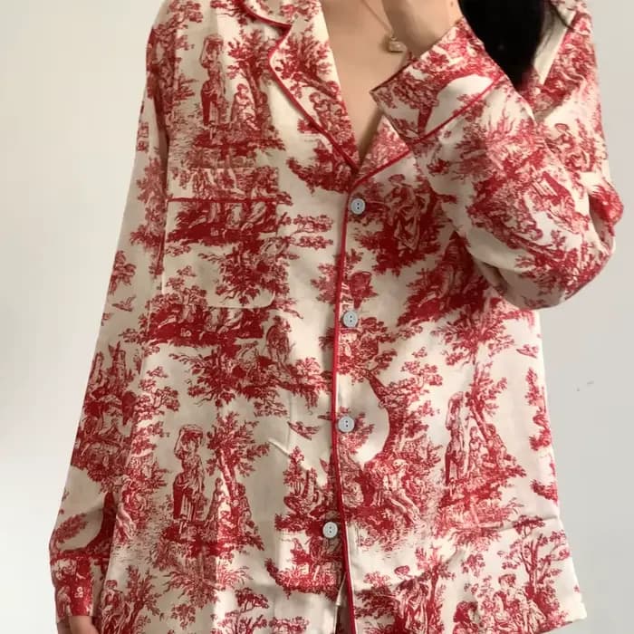 Mode imprimé fleur 2 pièces Pyjamas ensemble femmes vêtements de nuit printemps été pantalon costumes salon porter ample Satin Homewear Pijamas costume