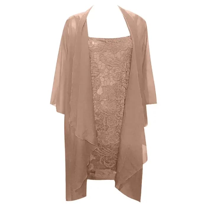 Robe mi-longue en dentelle à demi-manches pour femmes
