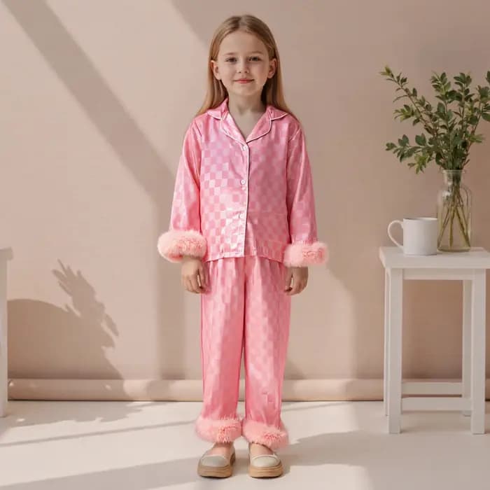 Ensemble pyjama à carreaux pour bébés filles