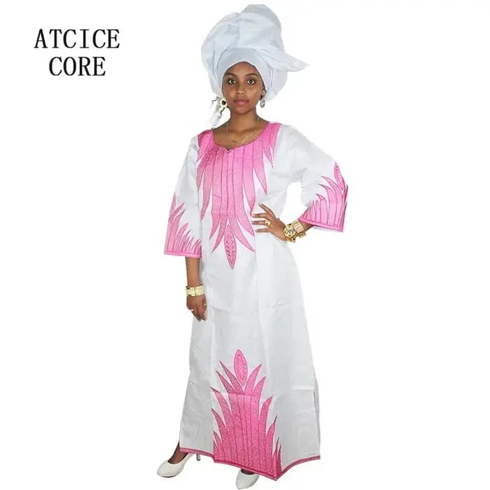 Robe africaine longue en tissu bazin riche pour femme
